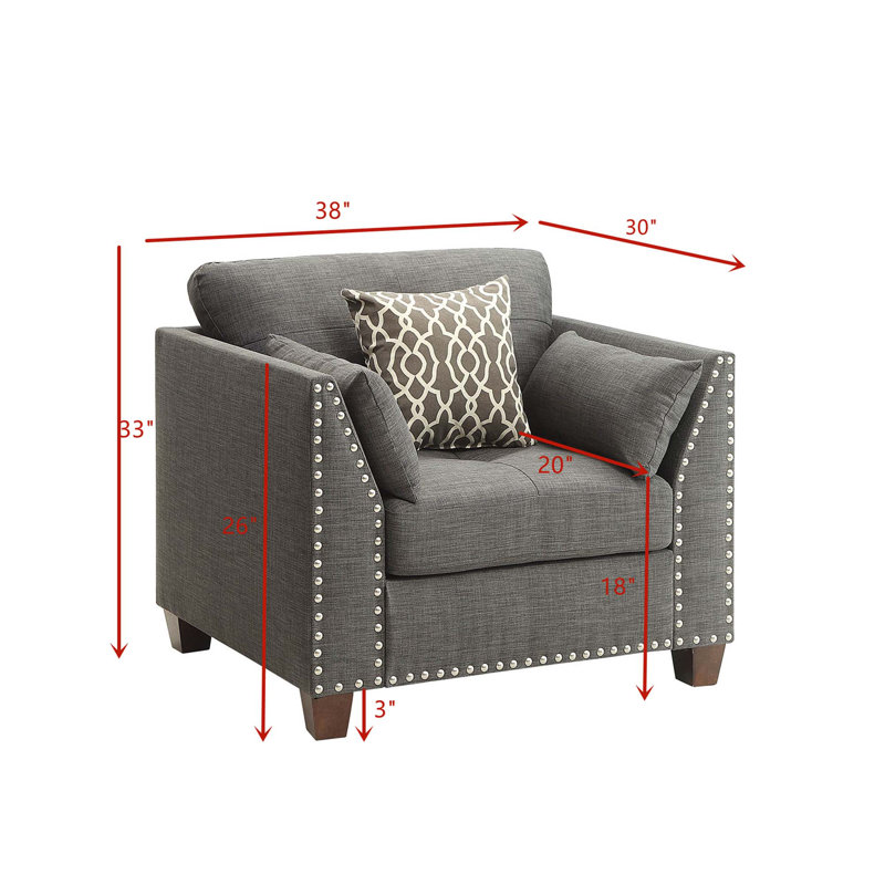 Laurissa Light Charcoal Linen Chair & 3 Pillows main image 0